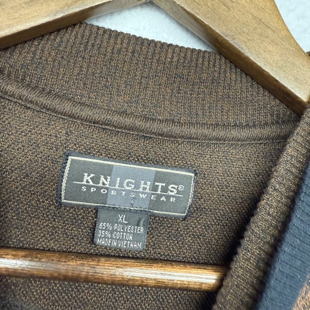 Vintage Knights Blank Sweatshirt Men's XL Brown Black Plaid Houndstooth 90s - Picture 8 of 11